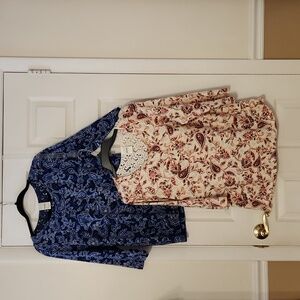 Set of 2 Misses Floral 3/4 Sleeve Tops Size Medium EUC